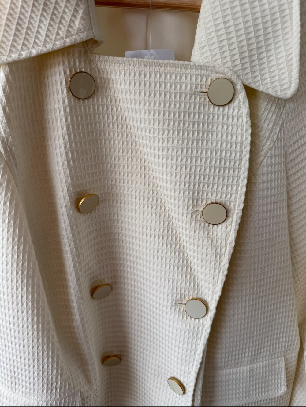 TALBOTS | Vintage Cream Waffle Double Breasted Blazer Jacket Plus Size 20W - Picture 7 of 7
